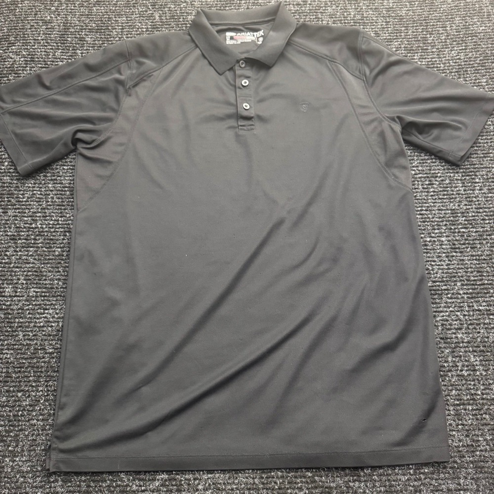 Ariat AriatTEK Heat Series Mens LT Black Short Sleeve Performance Polo Shirt‎